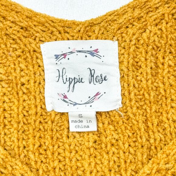 Hippie Rose Mustard Yellow Knit Cropped Sweater - Small - Picture 6 of 8